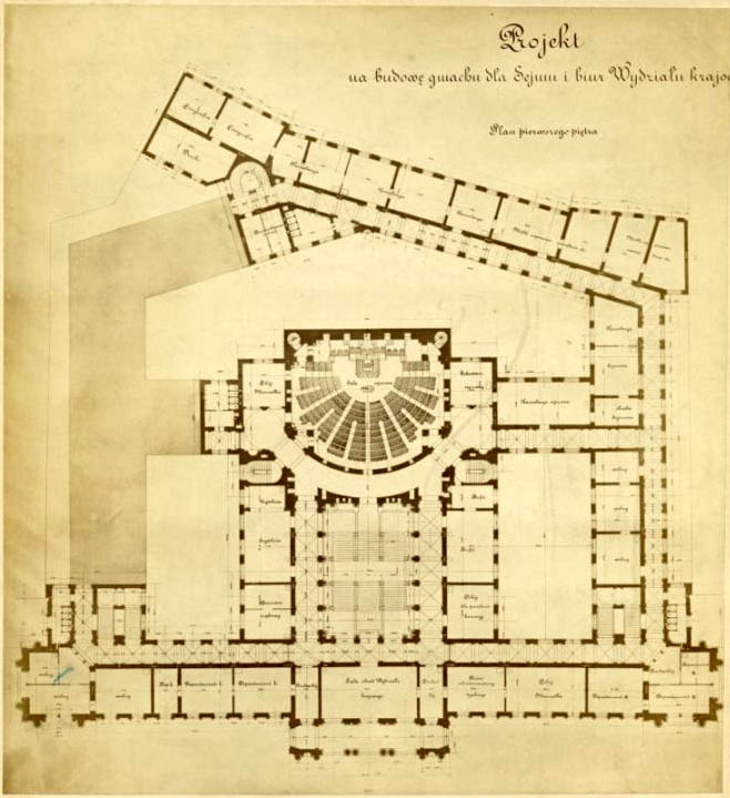 Second floor plan. Architect Juliusz Hochberger (1840–1905).