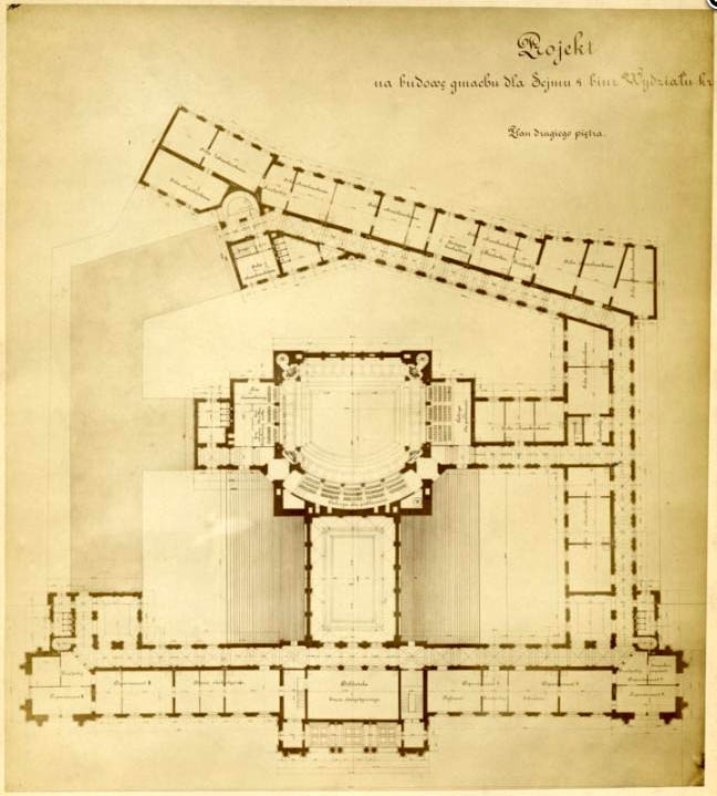 Plan of the third floor. Architect Juliusz Hochberger (1840–1905).
