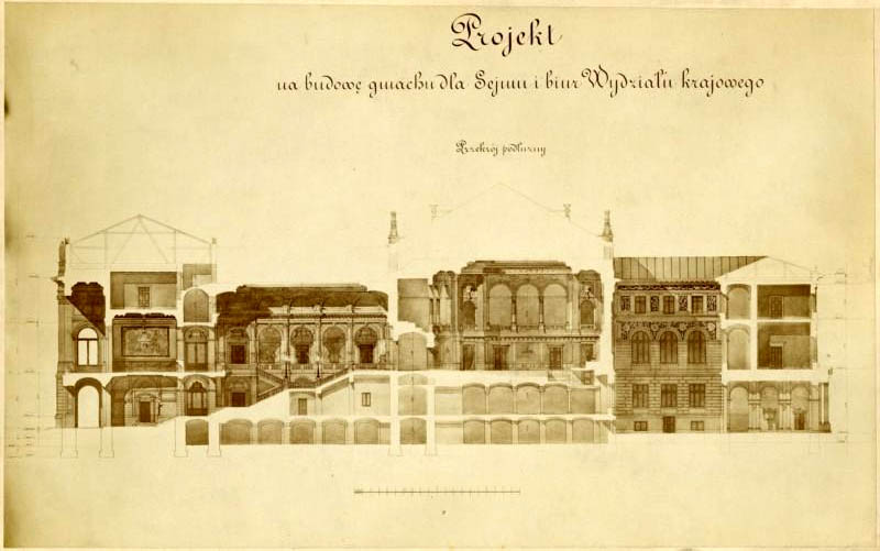 Cross-section. Architect Juliusz Hochberger (1840–1905).