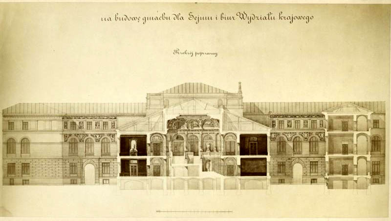 Cross-section. Architect Juliusz Hochberger (1840–1905).